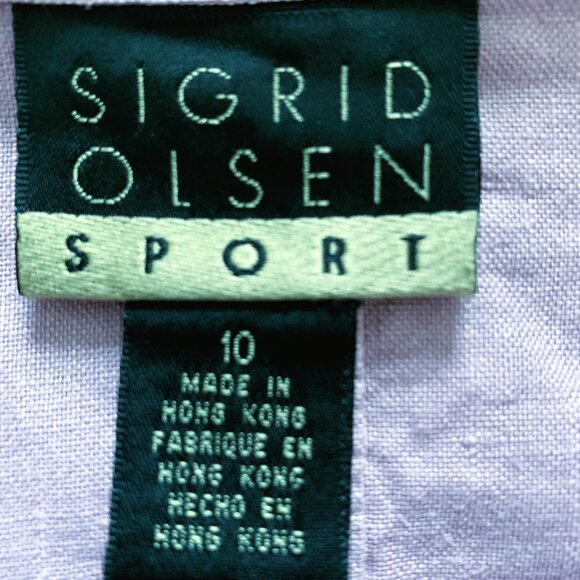 Sigrid Olsen 100% Linen Button Down Top Size 10 Vintage - Picture 4 of 8
